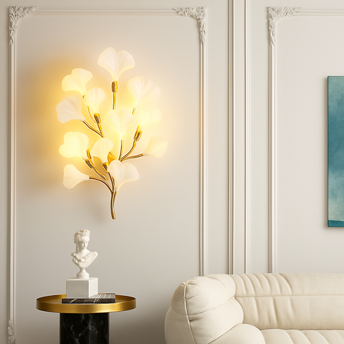 applique murale led en céramique avec motif de fleurs romantiques et feuilles - vue 6 sur 8