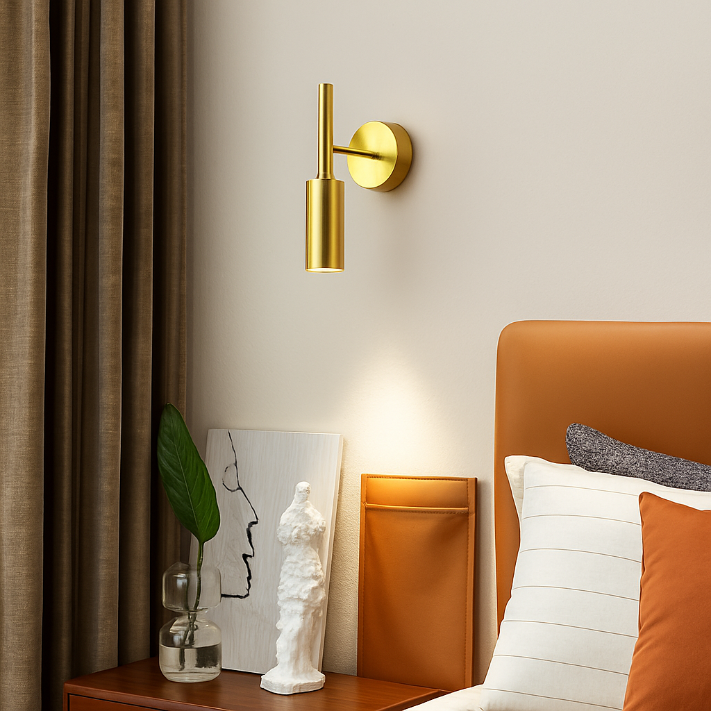 applique murale led en laiton rotative avec variateur de température - vue 3 sur 8