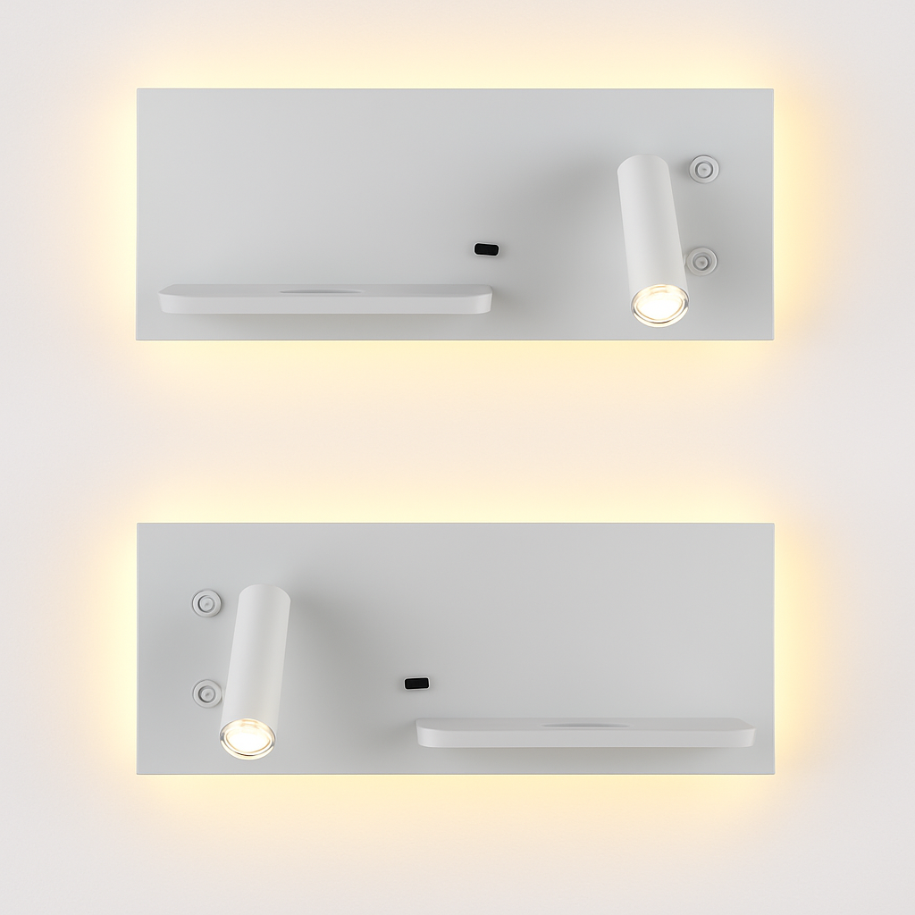 applique murale led moderne avec chargeur sans fil et rétro-éclairage usb - vue 5 sur 17
