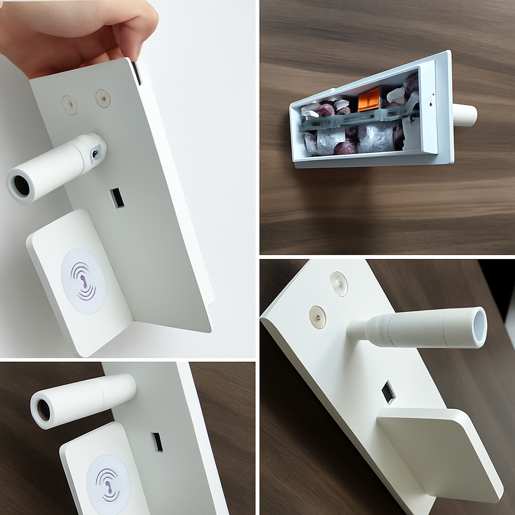 applique murale led moderne avec chargeur sans fil et rétro-éclairage usb - vue 6 sur 17
