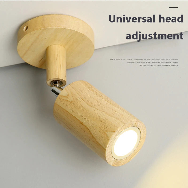 Applique murale LED nordique en bois massif