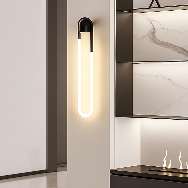 applique murale à led ovale en métal et acrylique décoratif