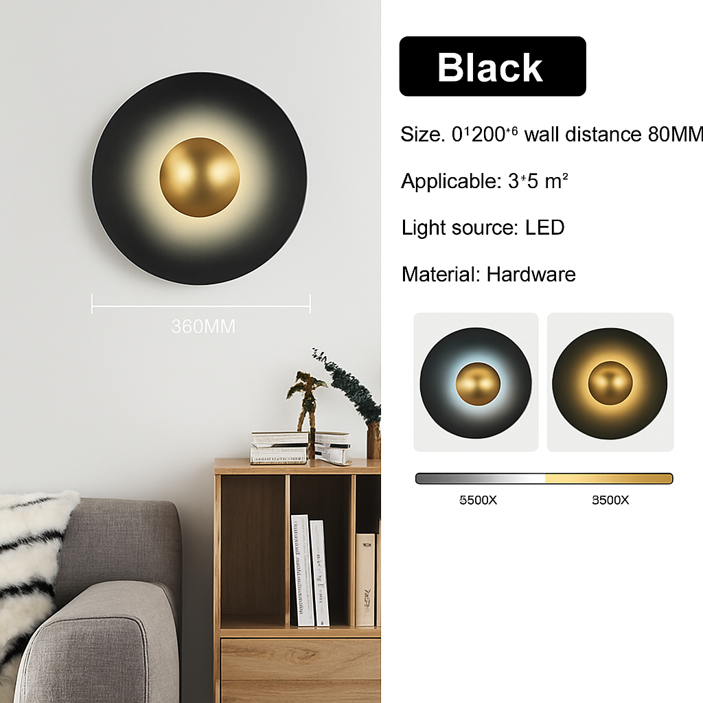applique murale led ronde moderne pour décoration intérieure éclairage élégant - vue 11 sur 11
