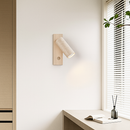 Applique murale led rotative avec interrupteur en bois wabi-sabi