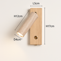 Applique murale led rotative avec interrupteur en bois wabi-sabi