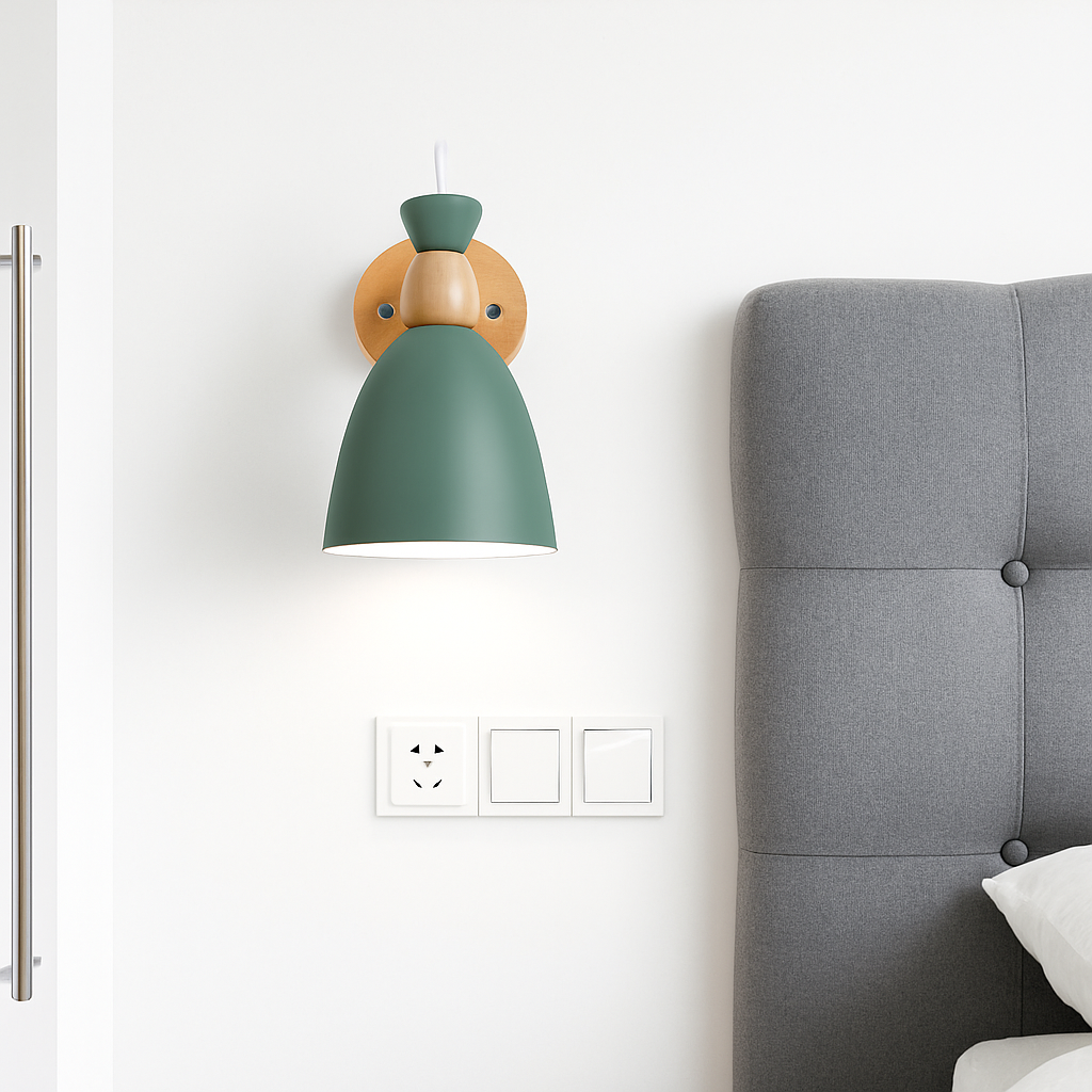 applique murale led style nordique en bois moderne - vue 5 sur 9
