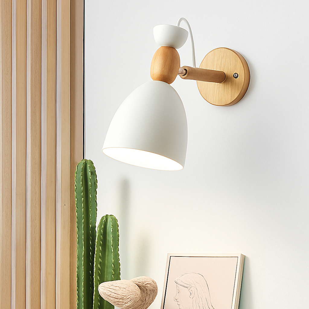 applique murale led style nordique en bois moderne - vue 8 sur 9