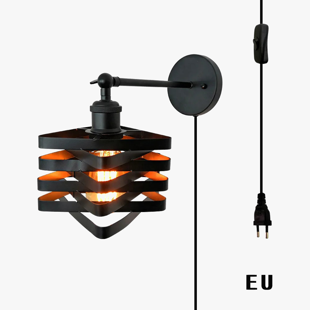 applique murale loft industriel pour prise culbuteur vintage luminaire