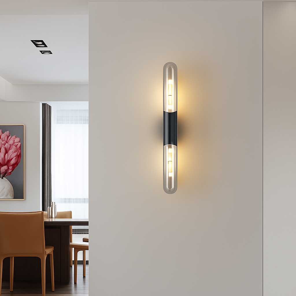 applique murale minimaliste en laiton avec verre transparent - vue 3 sur 8