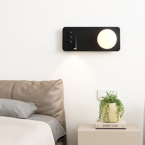 applique murale moderne avec double interrupteur et port usb - vue 8 sur 10