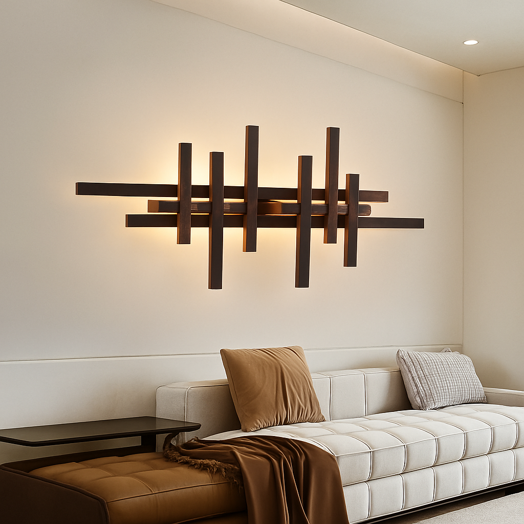 applique murale moderne en bois avec éclairage led décoratif - vue 3 sur 13