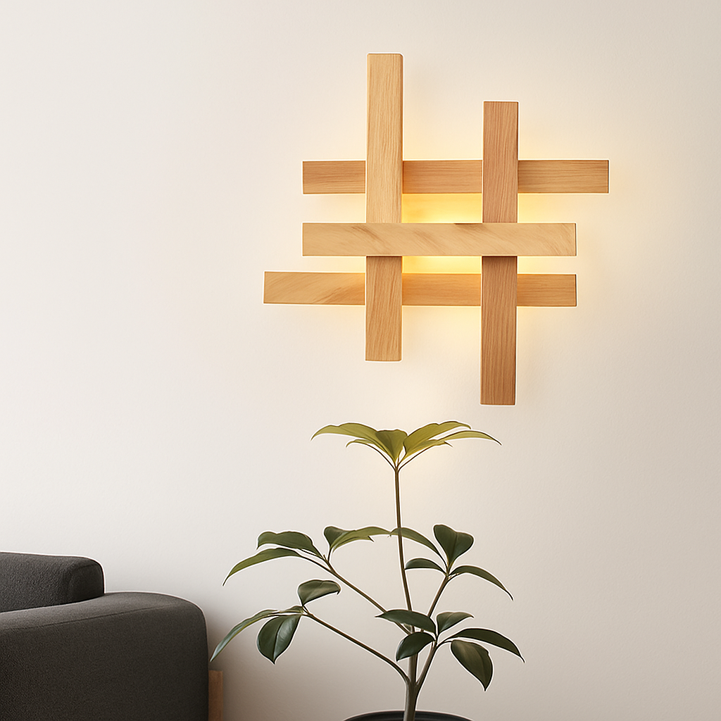 applique murale moderne en bois avec éclairage led décoratif - vue 4 sur 13