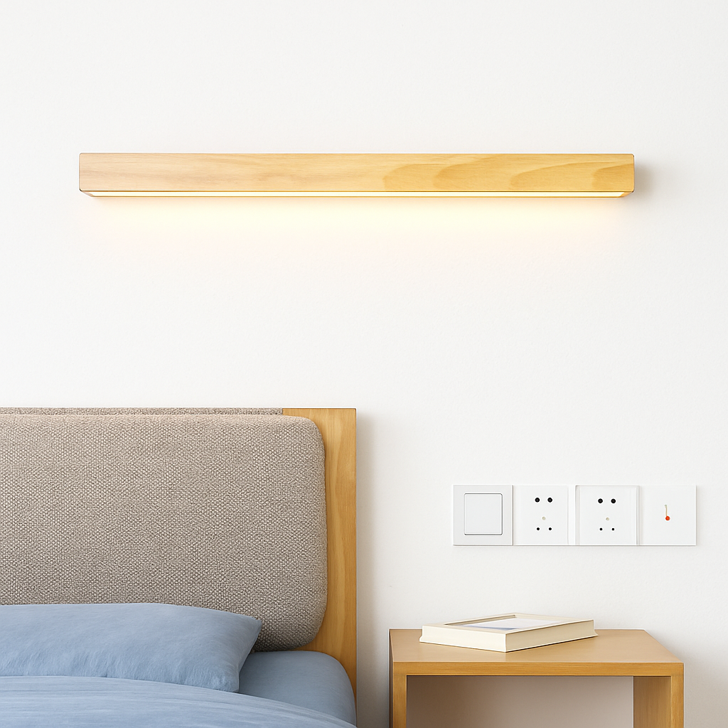 Applique murale moderne LED allongée en bois style Nordic - vue 3 sur 7