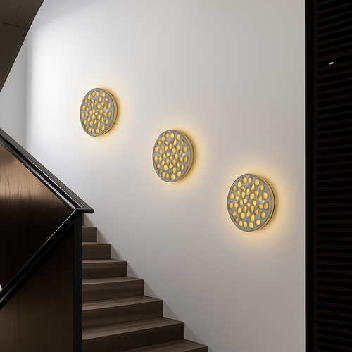 Applique murale moderne LED circulaire style carrelage Ezra - vue 4 sur 9