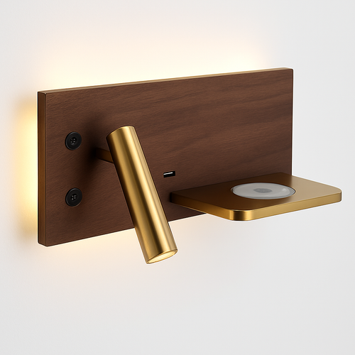 applique murale multifonction avec chargeur sans fil et étagère