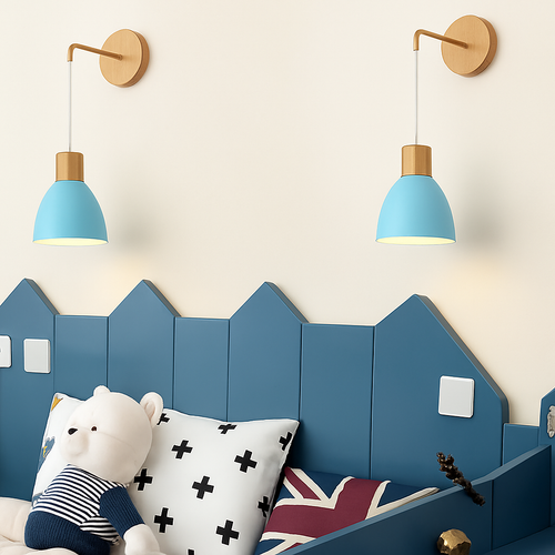 Applique murale nordique en bois avec interrupteur