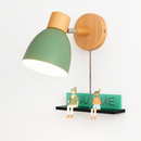 Applique murale nordique en bois avec interrupteur