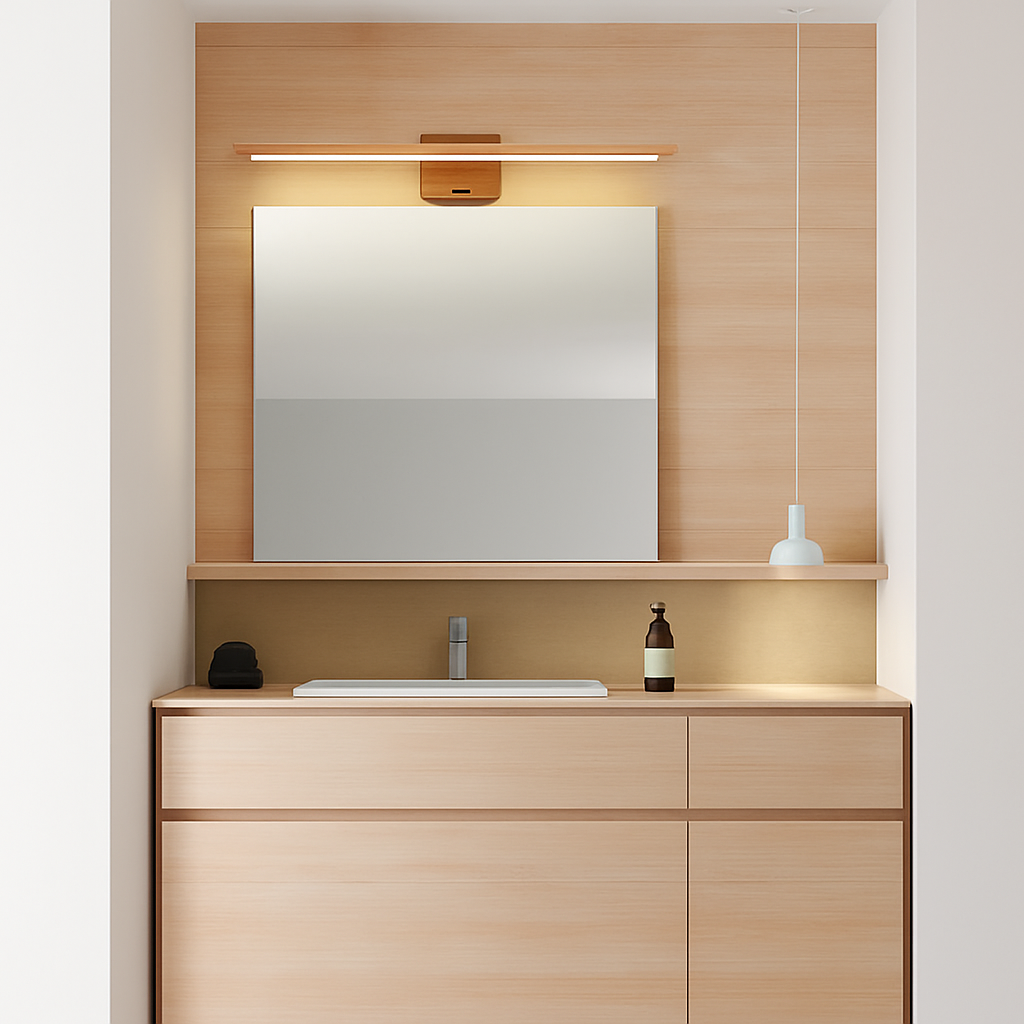 Applique murale nordique en bois massif pour miroir de salle de bains - vue 6 sur 7