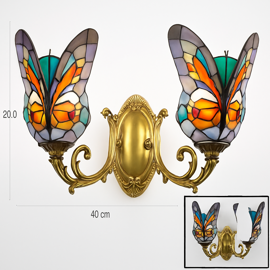 applique murale papillon décorative en vitrail style méditerranéen boho - vue 11 sur 19