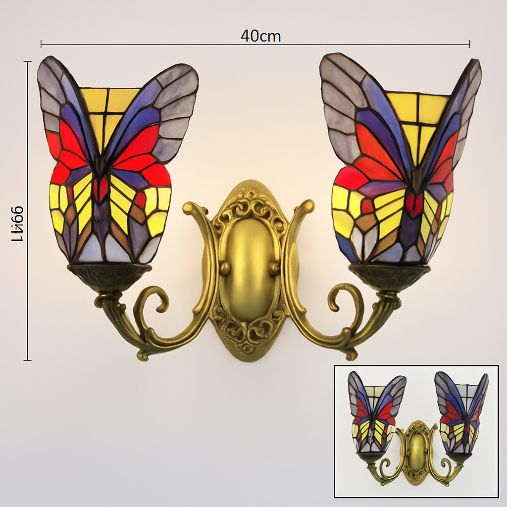 applique murale papillon décorative en vitrail style méditerranéen boho - vue 12 sur 19