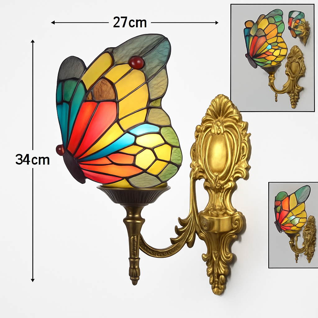applique murale papillon décorative en vitrail style méditerranéen boho - vue 15 sur 19