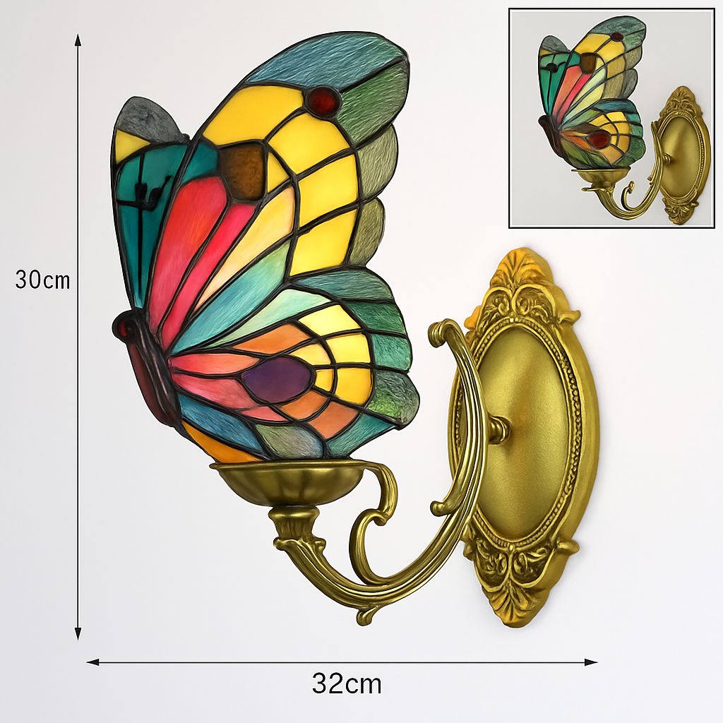 applique murale papillon décorative en vitrail style méditerranéen boho - vue 16 sur 19