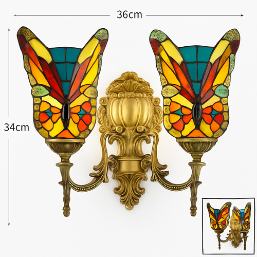 applique murale papillon décorative en vitrail style méditerranéen boho - vue 4 sur 19