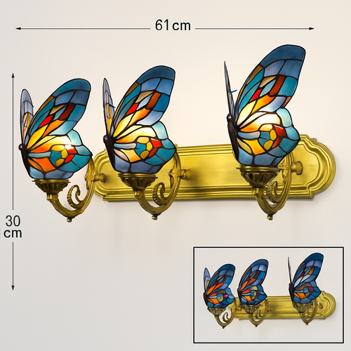 applique murale papillon décorative en vitrail style méditerranéen boho - vue 5 sur 19