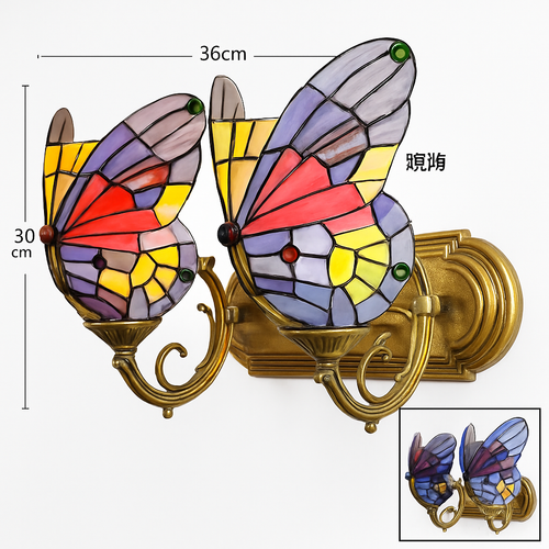 applique murale papillon décorative en vitrail style méditerranéen boho - vue 6 sur 19