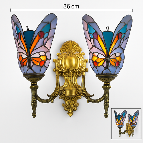applique murale papillon décorative en vitrail style méditerranéen boho - vue 8 sur 19