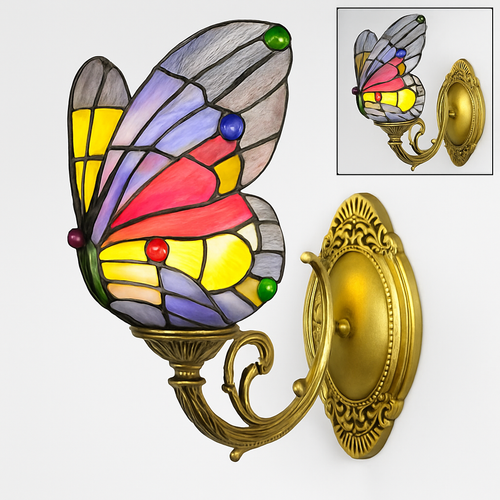applique murale papillon décorative en vitrail style méditerranéen boho - vue 9 sur 19