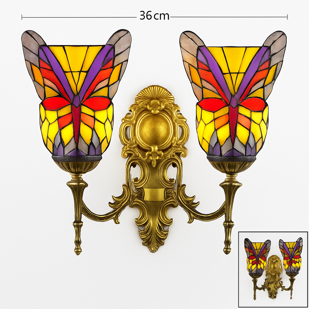 applique murale papillon décorative en vitrail style méditerranéen boho - vue 9 sur 19