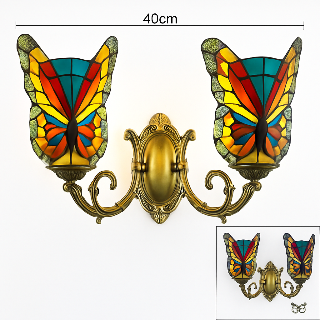 applique murale papillon décorative en vitrail style méditerranéen boho - vue 10 sur 19