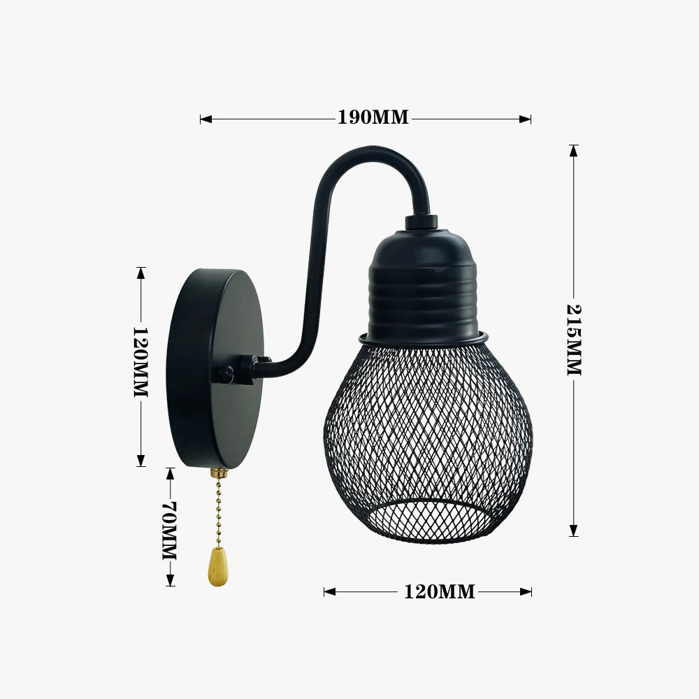 applique murale rétro avec interrupteur à tirette et luminaire intérieur
