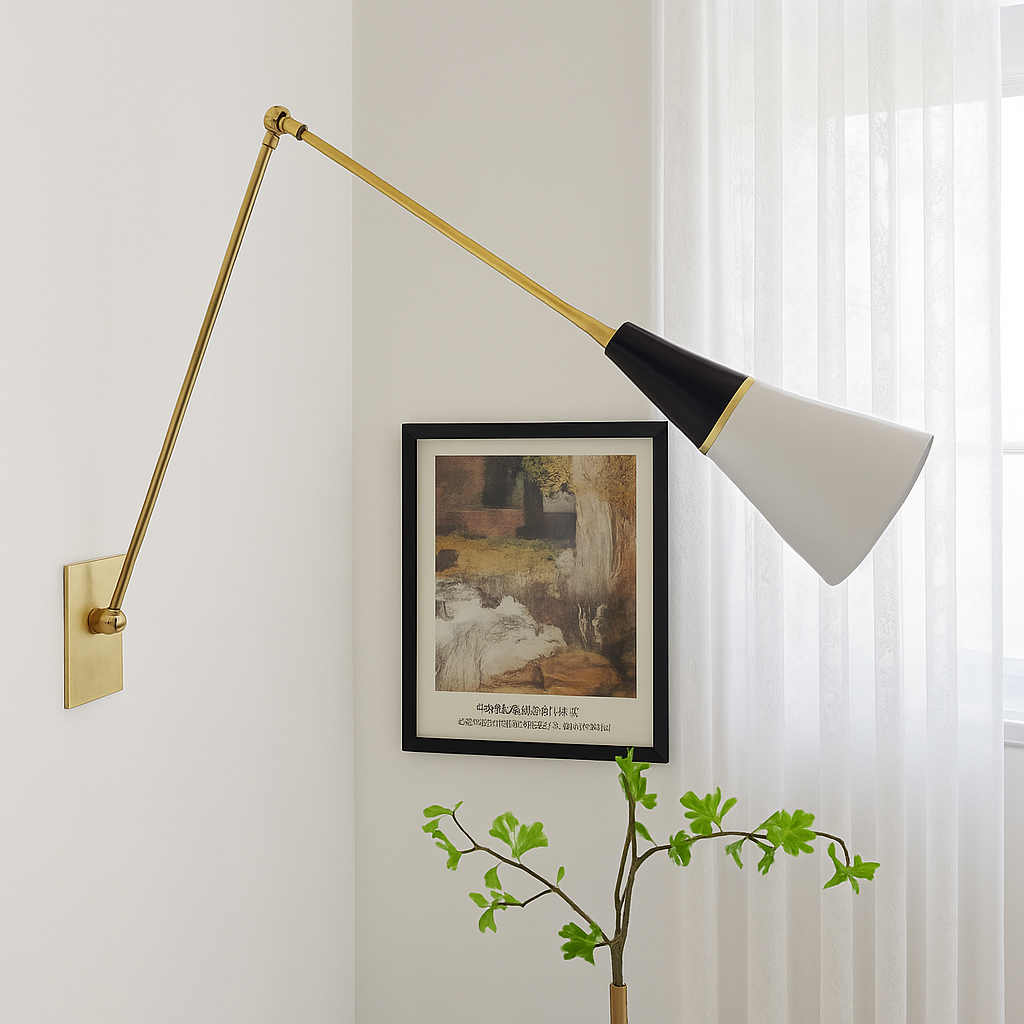 applique murale rétro médiévale en laiton noir doré à led avec bras pivotant - vue 4 sur 10