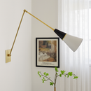 applique murale rétro médiévale en laiton noir doré à led avec bras pivotant