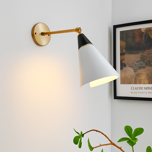 applique murale rétro médiévale en laiton noir doré à led avec bras pivotant - vue 6 sur 10