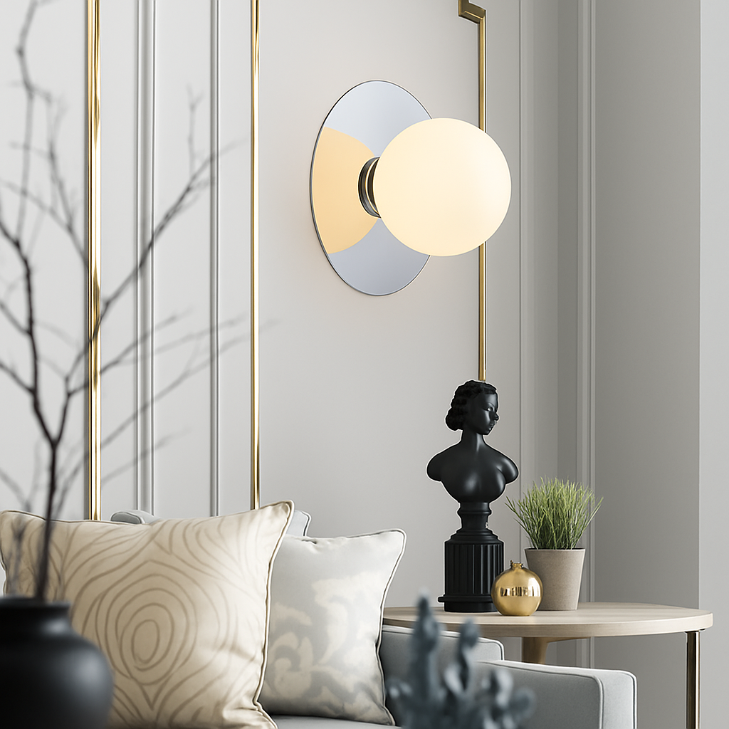 applique murale ronde moderne en verre style nordique - vue 7 sur 14