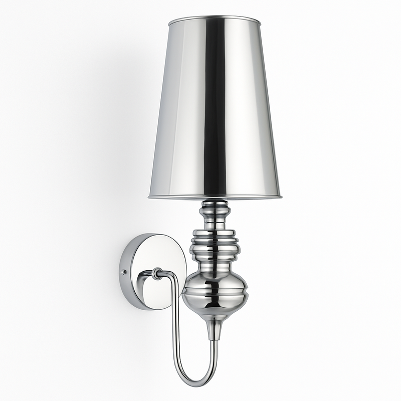 Applique murale rustique avec abat-jour (noir, blanc, doré ou chromé)