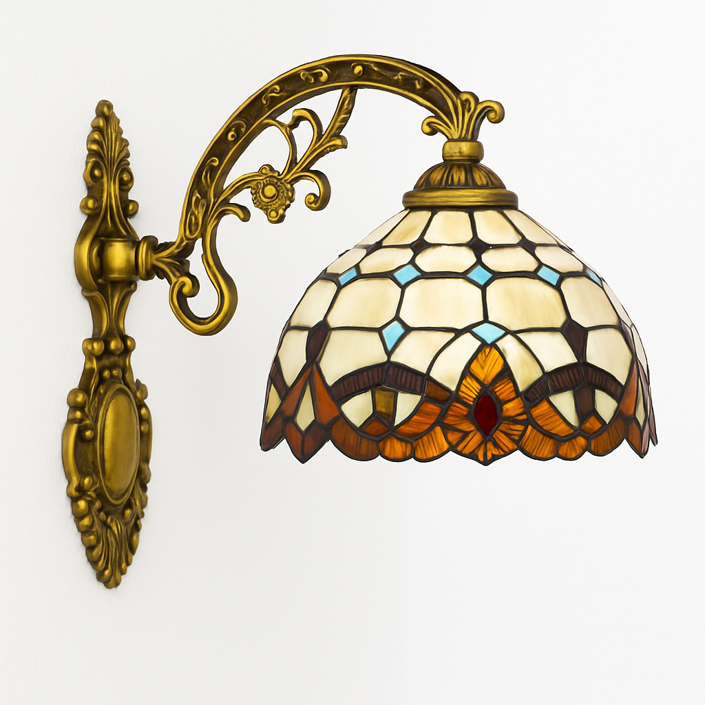 Applique murale rustique et antique avec vitraux Tiffany - vue 3 sur 3