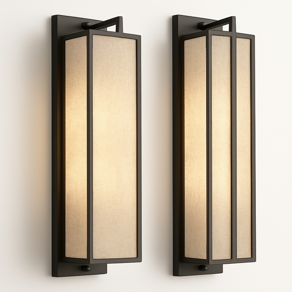 applique murale simple style chinois avec couverture en lin - vue 2 sur 7