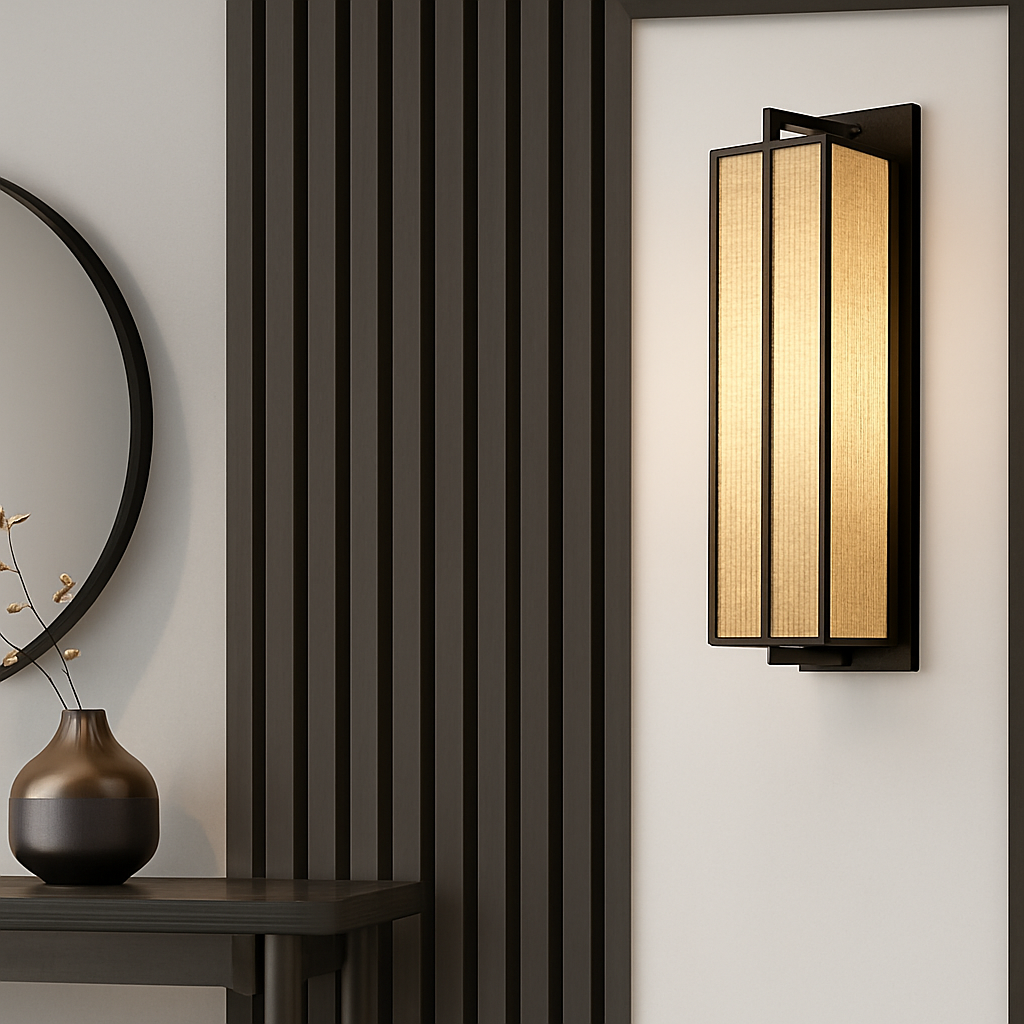 applique murale simple style chinois avec couverture en lin - vue 3 sur 7