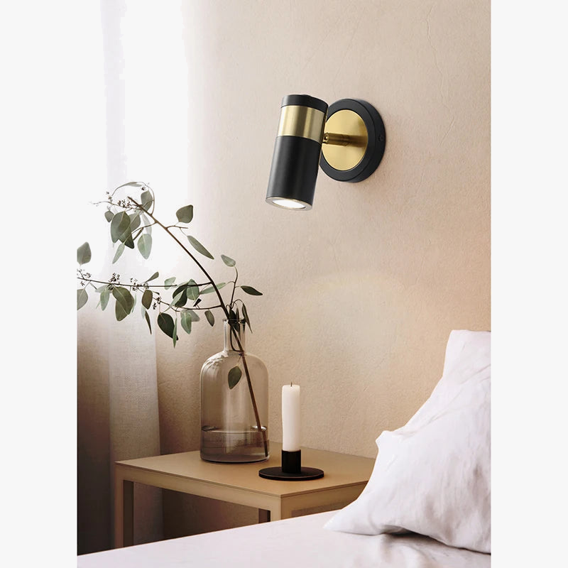Applique murale vintage Fumi avec applique murale d'intérieur au fini doré pour chambre à coucher
