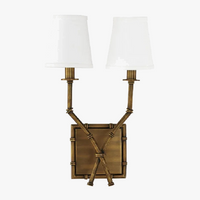 Applique nordique chambre lampe de chevet salon salle à manger américain en fer forgé bambou Double tête lin applique décor