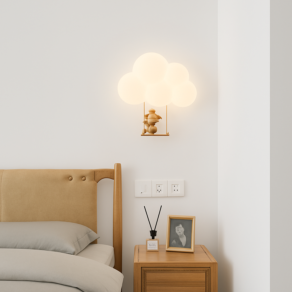 appliques murales led minimalistes singe lapin nuage pour enfants - vue 5 sur 13