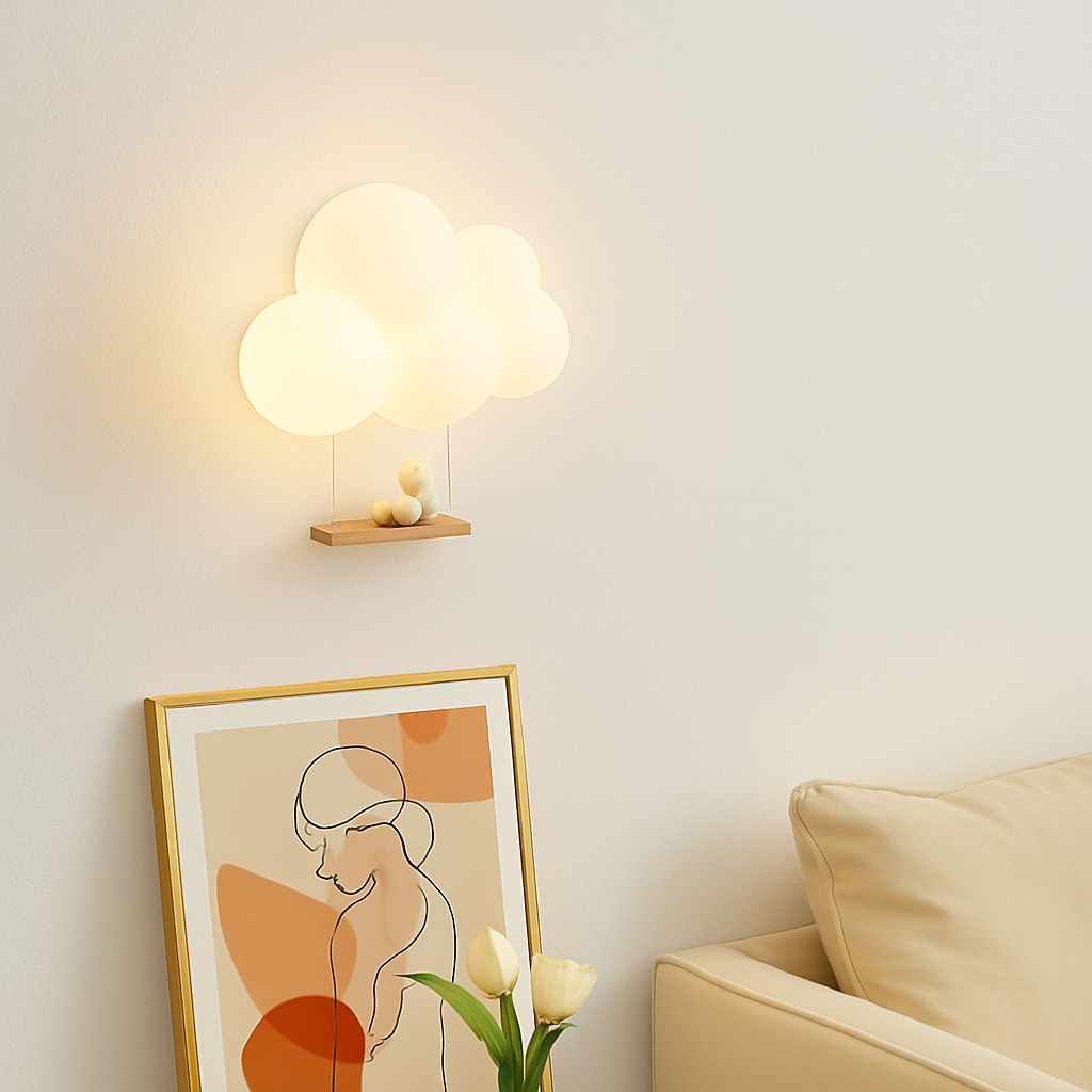 appliques murales led minimalistes singe lapin nuage pour enfants - vue 6 sur 13