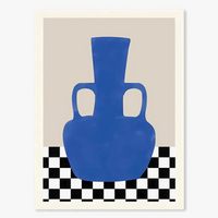 art abstrait géométrique visage fille vase colombe décoration murale