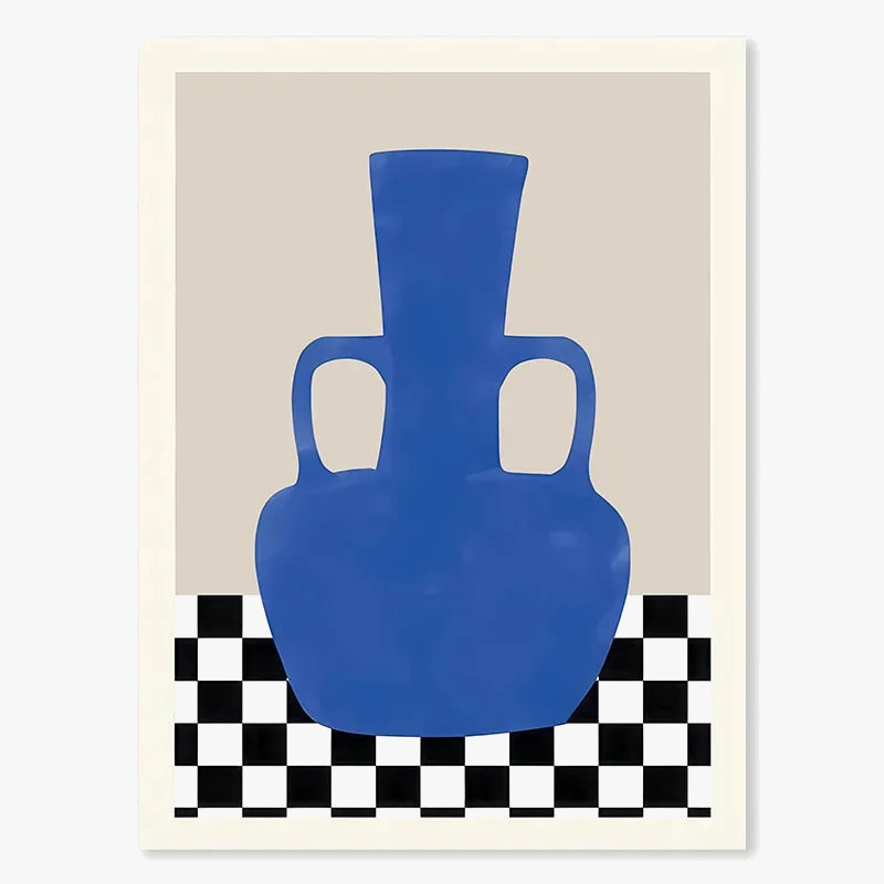 art abstrait géométrique visage fille vase colombe décoration murale