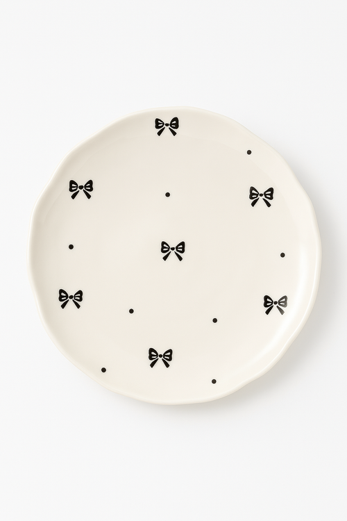 assiette a gateau ceramique style coreen motif floral