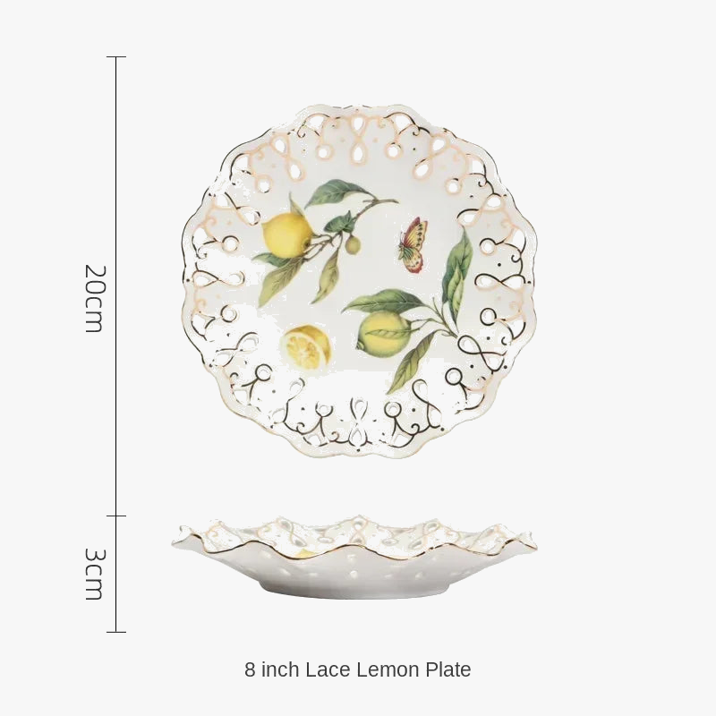 Assiette céramique motif citron style europeen cuisine